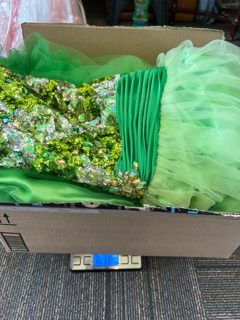 A Formal Affair Green Sequin Strapless Prom Dress XXS Corset Fairy Gown - Picture 10 of 10